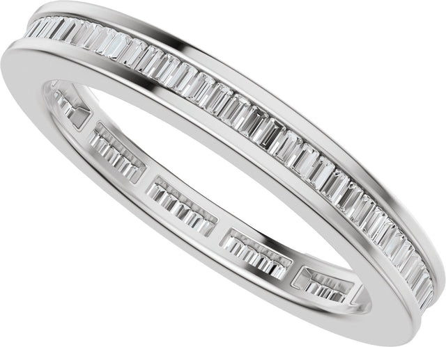 Platinum Straight Baguette Natural Diamond Channel-Set Eternity Band – 1.4x.7 mm Stones - view 5