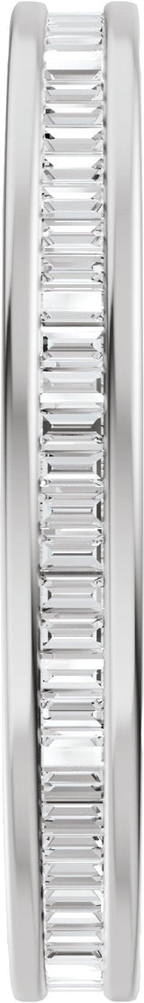Platinum Straight Baguette Natural Diamond Channel-Set Eternity Band – 1.4x.7 mm Stones - view 4