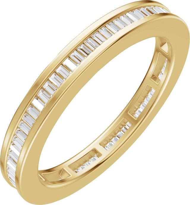14K Gold Straight Baguette Natural Diamond Channel-Set Eternity Band – 1.4x.7 mm Stones - Yellow Gold