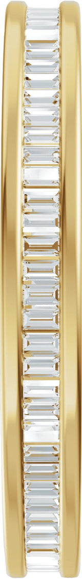 14K Gold Straight Baguette Natural Diamond Channel-Set Eternity Band – 1.4x.7 mm Stones - Yellow Gold - view 4