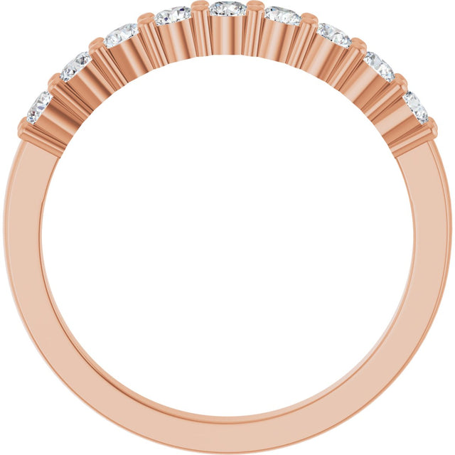 14K Gold Round Natural Diamond Anniversary Band – 1/5–5/8 CTW - Rose Gold - view 2