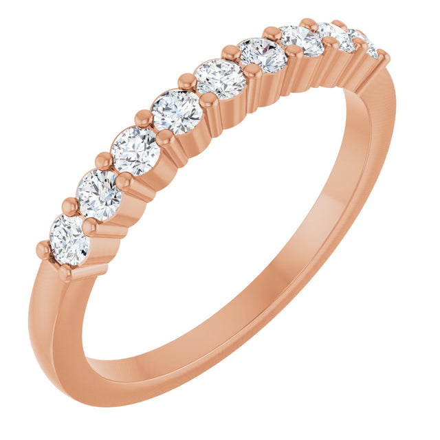 14K Gold Round Lab-Grown Diamond Anniversary Band – 1/6–5/8 CTW - Rose Gold