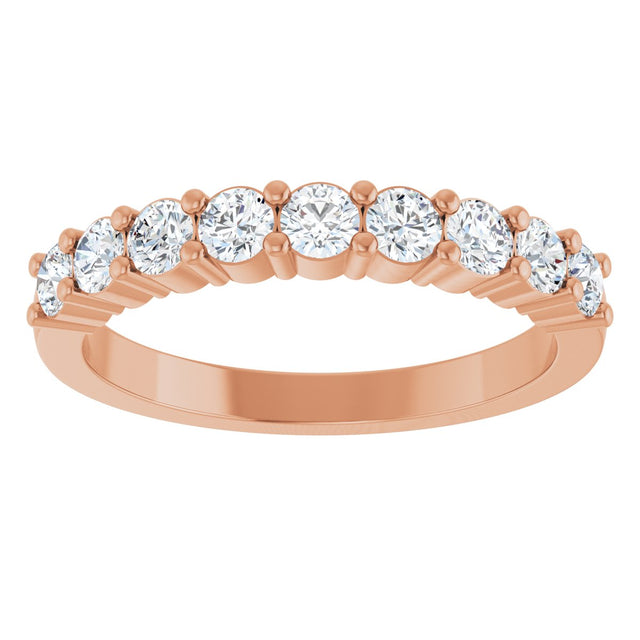 14K Gold Round Natural Diamond Anniversary Band – 1/5–5/8 CTW - Rose Gold - view 3