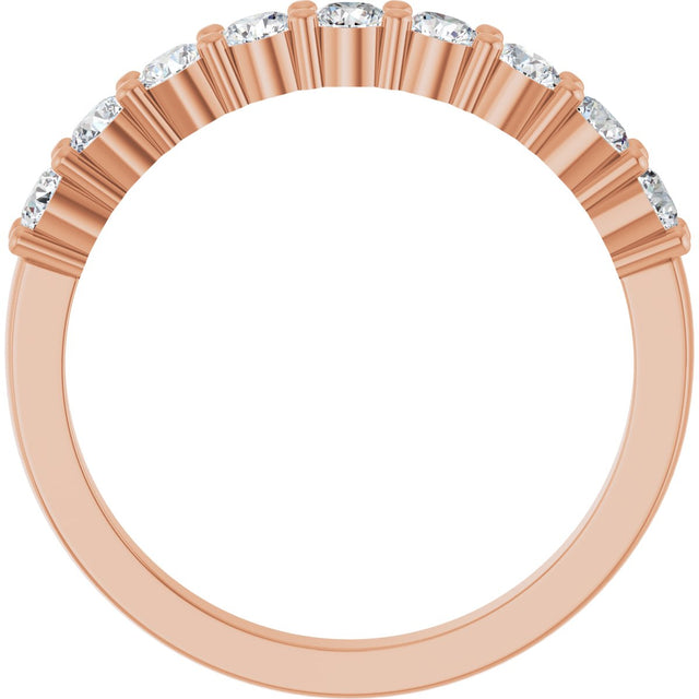 14K Gold Round Natural Diamond Anniversary Band – 1/5–5/8 CTW - Rose Gold - view 2