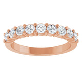 14K Gold Round Natural Diamond Anniversary Band – 3/4–1 1/3 CTW - Rose Gold - view 3