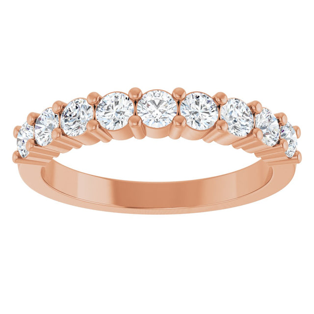 14K Gold Round Natural Diamond Anniversary Band – 3/4–1 1/3 CTW - Rose Gold - view 3