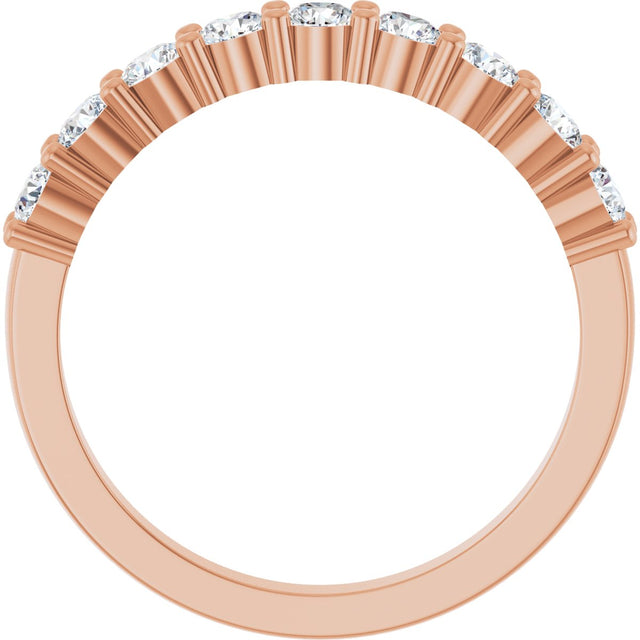 14K Gold Round Lab-Grown Diamond Anniversary Band – 3/4–1 1/4 CTW - Rose Gold - view 2