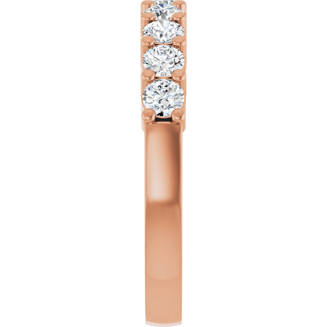 14K Gold Round Natural Diamond Anniversary Band – 3/4–1 1/3 CTW - Rose Gold - view 4