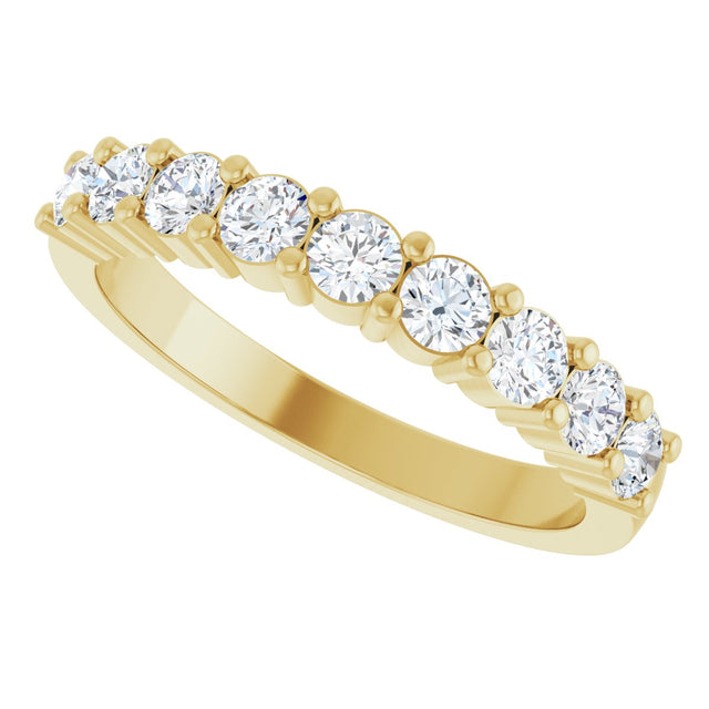 14K Gold Round Natural Diamond Anniversary Band – 3/4–1 1/3 CTW - Yellow Gold - view 5