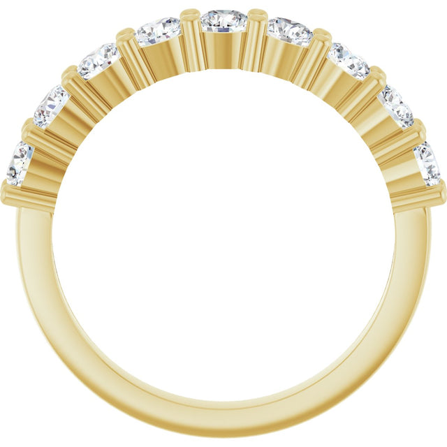 14K Gold Round Natural Diamond Anniversary Band – 3/4–1 1/3 CTW - Yellow Gold - view 2