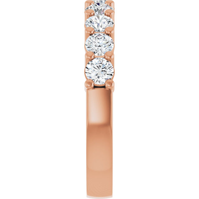 14K Gold Round Natural Diamond Anniversary Band – 3/4–1 1/3 CTW - Rose Gold - view 4