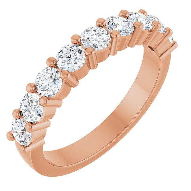 14K Gold Round Lab-Grown Diamond Anniversary Band – 3/4–1 1/4 CTW - Rose Gold