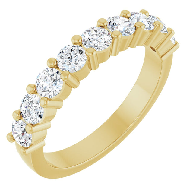 14K Gold Round Natural Diamond Anniversary Band – 3/4–1 1/3 CTW - Yellow Gold
