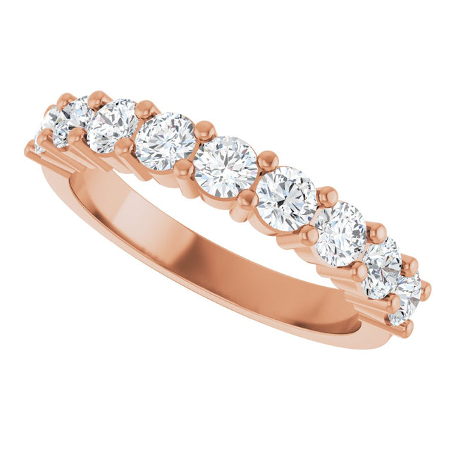 14K Gold Round Lab-Grown Diamond Anniversary Band – 3/4–1 1/4 CTW - Rose Gold - view 5