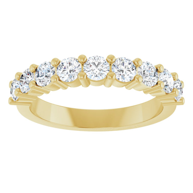 14K Gold Round Natural Diamond Anniversary Band – 3/4–1 1/3 CTW - Yellow Gold - view 3