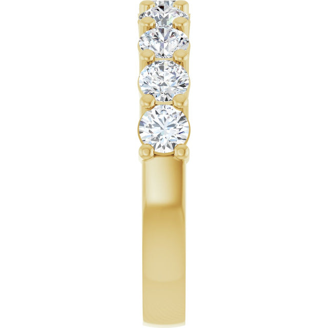 14K Gold Round Natural Diamond Anniversary Band – 3/4–1 1/3 CTW - Yellow Gold - view 4