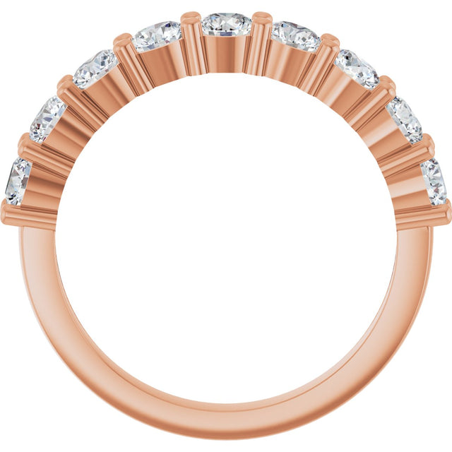 14K Gold Round Natural Diamond Anniversary Band – 3/4–1 1/3 CTW - Rose Gold - view 2