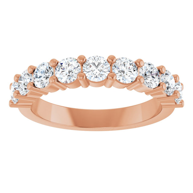 14K Gold Round Natural Diamond Anniversary Band – 3/4–1 1/3 CTW - Rose Gold - view 3