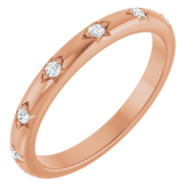 14K Gold Round Natural Diamond Anniversary Band - 1/8-03 CTW - Rose Gold