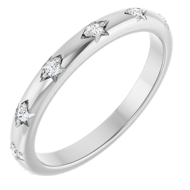 14K Gold Round Natural Diamond Anniversary Band - 1/8-03 CTW - White Gold