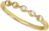 14K Gold Round Natural Diamond Five-Stone Anniversary Band - 1.8mm Stones - Yellow Gold - view 4