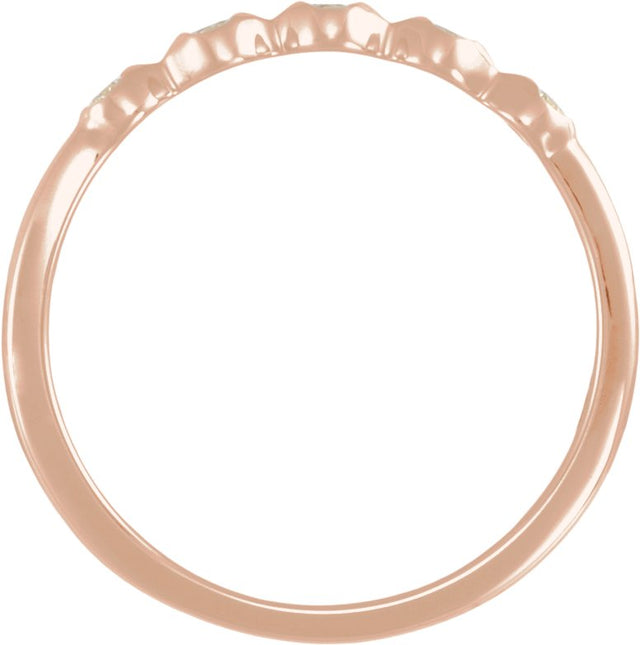 14K Gold Round Natural Diamond Five-Stone Anniversary Band - 1.8mm Stones - Rose Gold - view 2