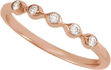 14K Gold Round Natural Diamond Five-Stone Anniversary Band - 1.8mm Stones - Rose Gold - view 4