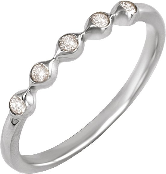 Platinum Round Lab-Grown Diamond Five-Stone Anniversary Band - 1.8mm Stones