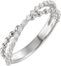 Platinum Round Natural Diamond Beaded Criss-Cross Anniversary Band - 1/4 CTW