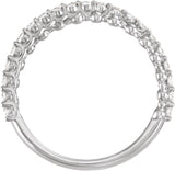 Platinum Round Natural Diamond Beaded Criss-Cross Anniversary Band - 1/4 CTW - view 2