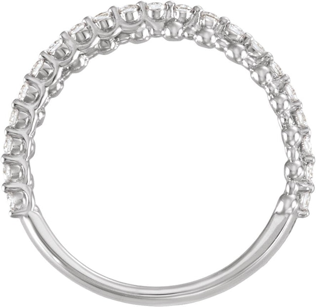 Platinum Round Natural Diamond Beaded Criss-Cross Anniversary Band - 1/4 CTW - view 2