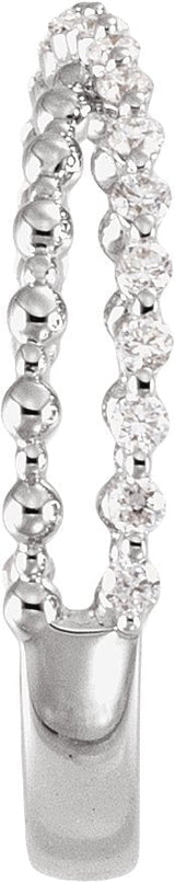 14K Gold Round Natural Diamond Beaded Criss-Cross Anniversary Band - 1/4 CTW - White Gold - view 3