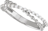 Platinum Round Natural Diamond Beaded Criss-Cross Anniversary Band - 1/4 CTW - view 4