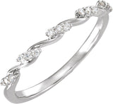 14K Gold Round Natural Diamond Twisted Anniversary Band - 1/8 CTW - White Gold