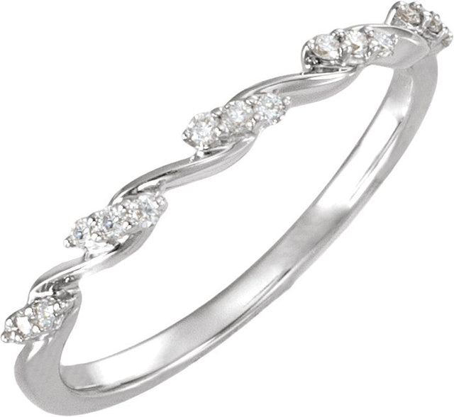 Platinum Round Natural Diamond Twisted Anniversary Band - 1/8 CTW