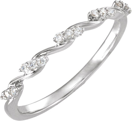 14K Gold Round Natural Diamond Twisted Anniversary Band - 1/8 CTW (Style 689585LG) - White Gold