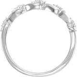 14K Gold Round Natural Diamond Twisted Anniversary Band - 1/8 CTW - White Gold - view 2