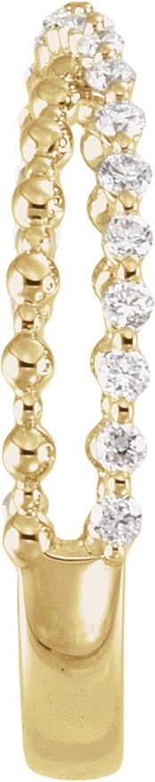 14K Gold Round Natural Diamond Beaded Criss-Cross Anniversary Band - 1/4 CTW - Yellow Gold - view 3