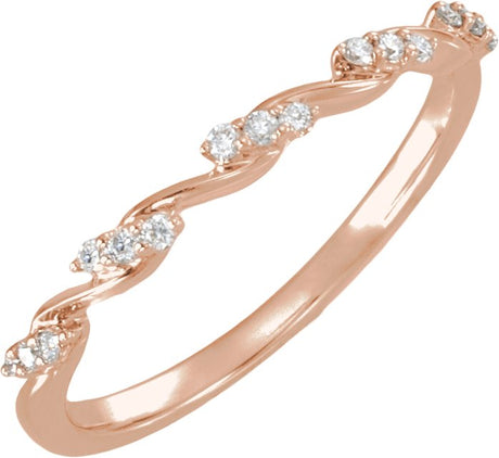 14K Gold Round Natural Diamond Twisted Anniversary Band - 1/8 CTW (Style 689585LG) - Rose Gold