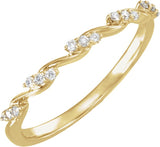 14K Gold Round Natural Diamond Twisted Anniversary Band - 1/8 CTW - Yellow Gold