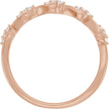 14K Gold Round Natural Diamond Twisted Anniversary Band - 1/8 CTW - Rose Gold - view 2