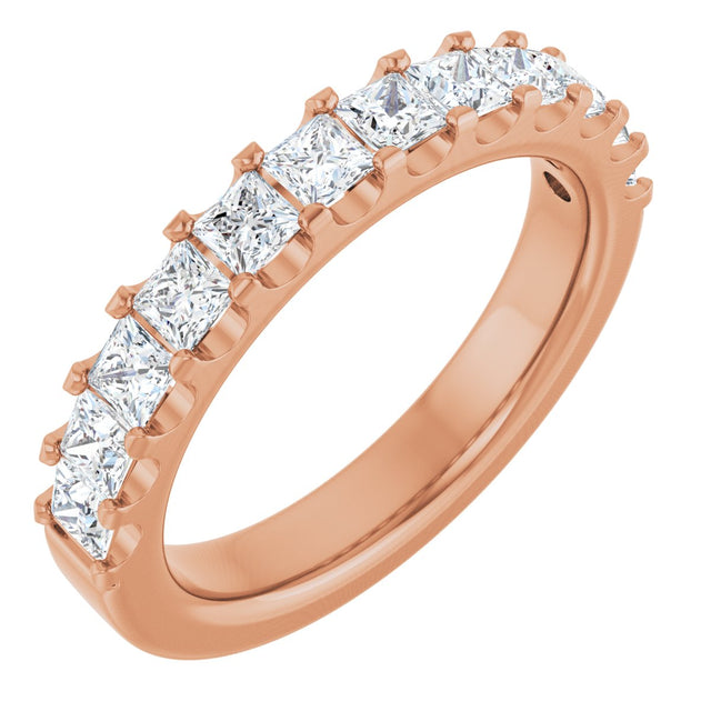14K Gold Square Natural Diamond Shared-Prong Anniversary Band - 5/8-1 1/8 CTW - Rose Gold