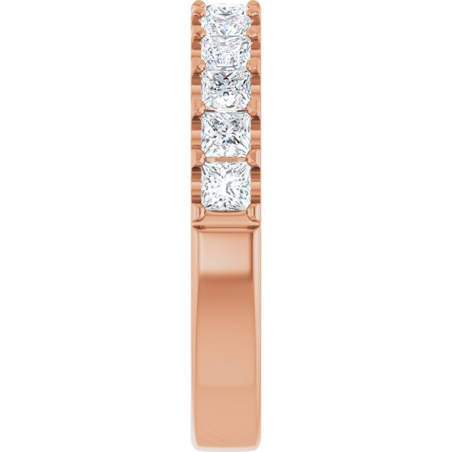 14K Gold Square Lab-Grown Diamond Shared-Prong Anniversary Band - 5/8-1 1/8 CTW - Rose Gold - view 4