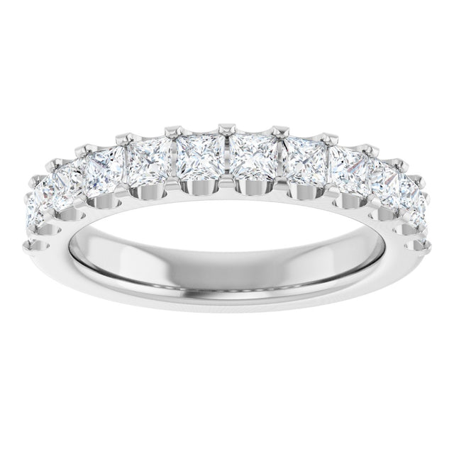 14K Gold Square Lab-Grown Diamond Shared-Prong Anniversary Band - 5/8-1 1/8 CTW - White Gold - view 3