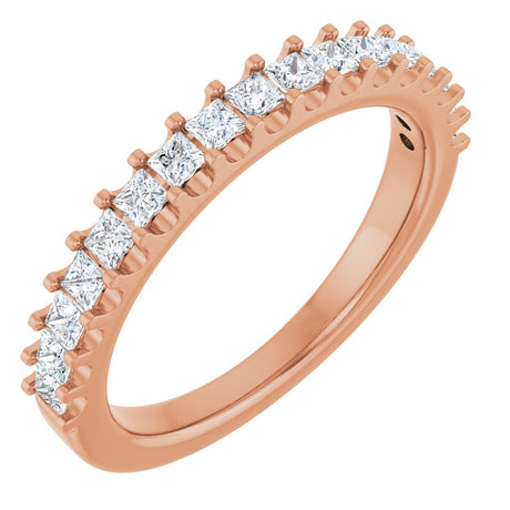 14K Gold Square Lab-Grown Diamond Shared-Prong Anniversary Band - 5/8-1 1/8 CTW - Rose Gold