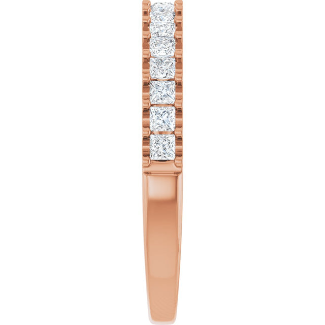 14K Gold Square Natural Diamond Shared-Prong Anniversary Band - 5/8-1 1/8 CTW - Rose Gold - view 4