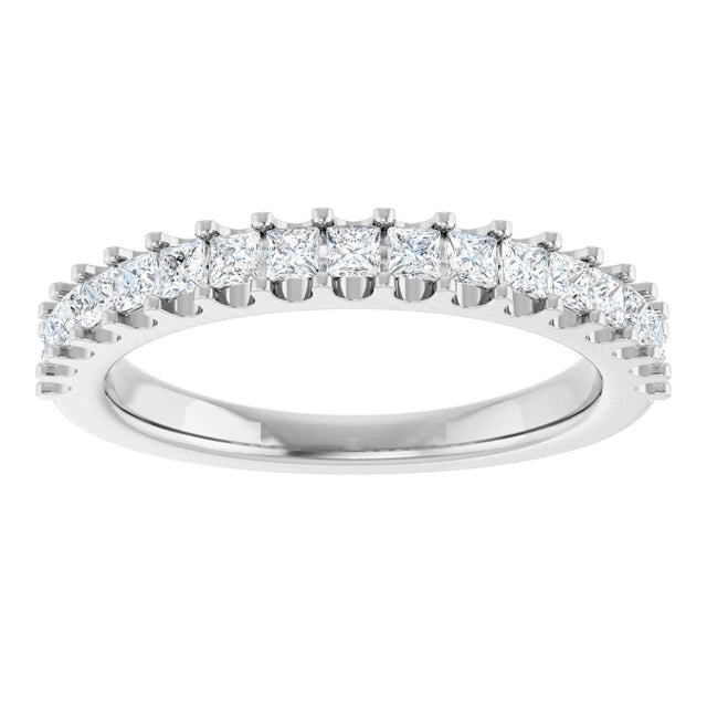 Platinum Square Natural Diamond Shared-Prong Anniversary Band - 5/8-1 1/8 CTW - view 3