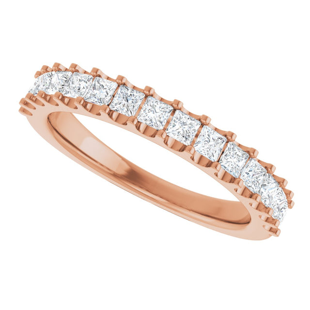 14K Gold Square Lab-Grown Diamond Shared-Prong Anniversary Band - 5/8-1 1/8 CTW - Rose Gold - view 4