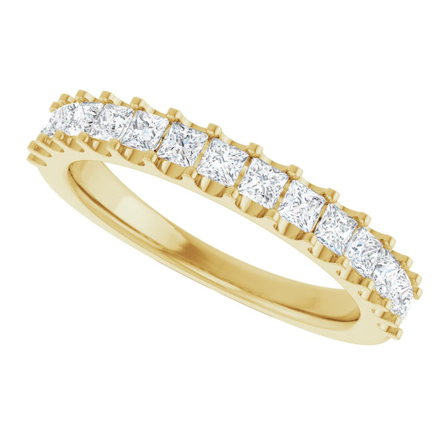 14K Gold Square Lab-Grown Diamond Shared-Prong Anniversary Band - 5/8-1 1/8 CTW - Yellow Gold - view 4