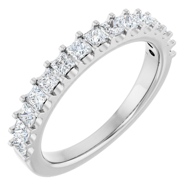 Platinum Square Natural Diamond Shared-Prong Anniversary Band - 5/8-1 1/8 CTW